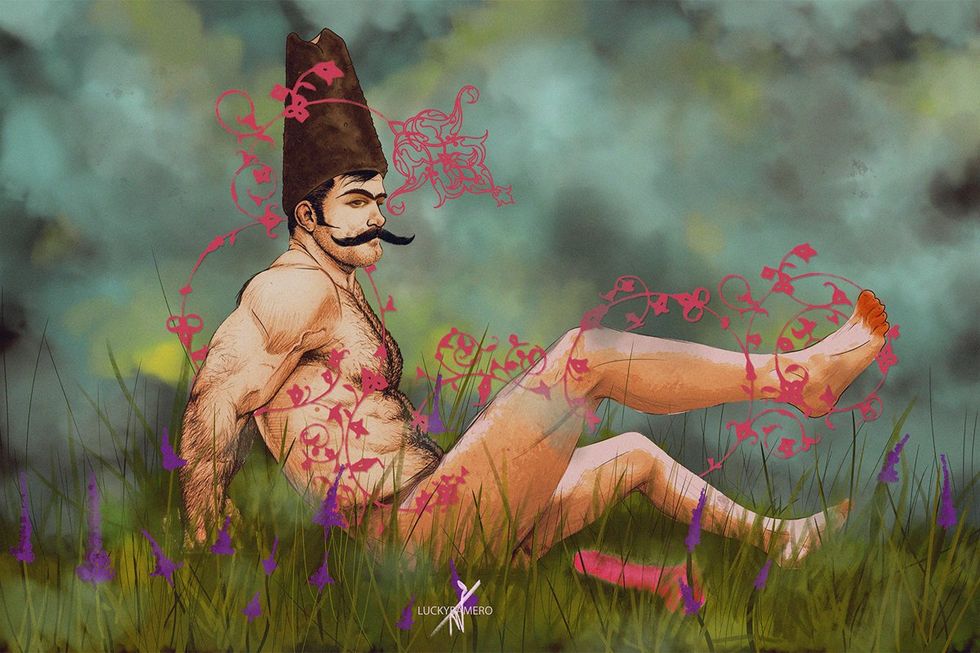 OUT MAGAZINE OPED photo gallery original art gay men middle east digital paintings Luckybamero queer artist living in Iran