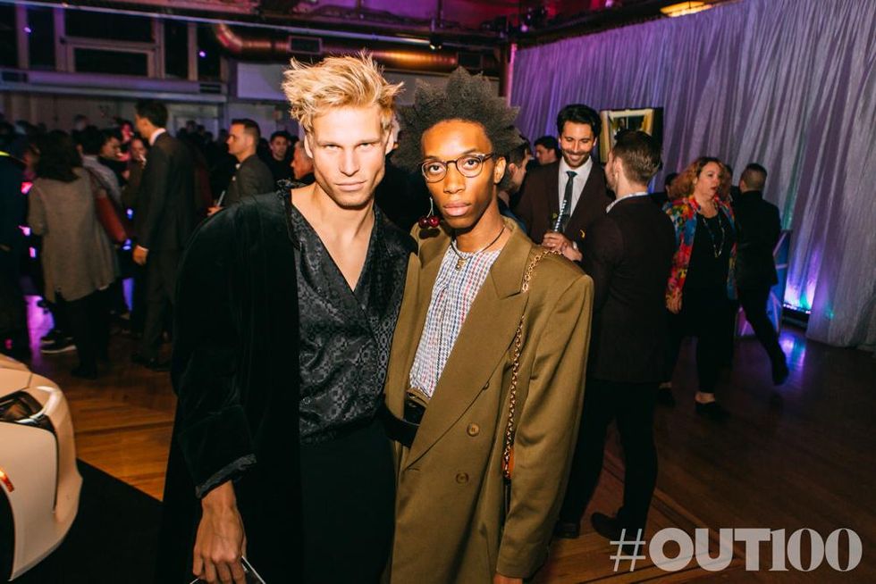 Parker Kit Hill (right) and guest at the 2017 OUT100 Gala