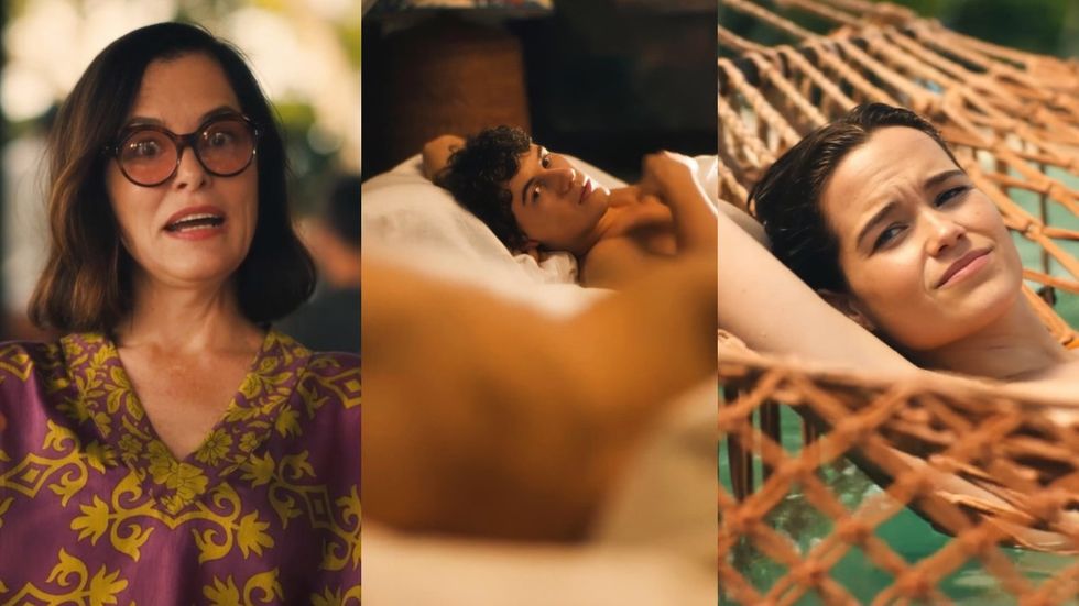 Parker Posey; Sam Nivola; Sarah Catherine Hook on The White Lotus season 3 episode 2