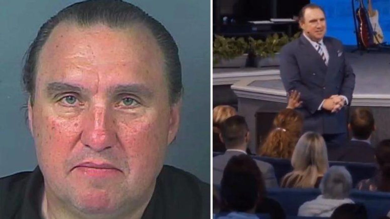 Pastor Rodney Howard-Browne ministers to his River Church congregation (from video)