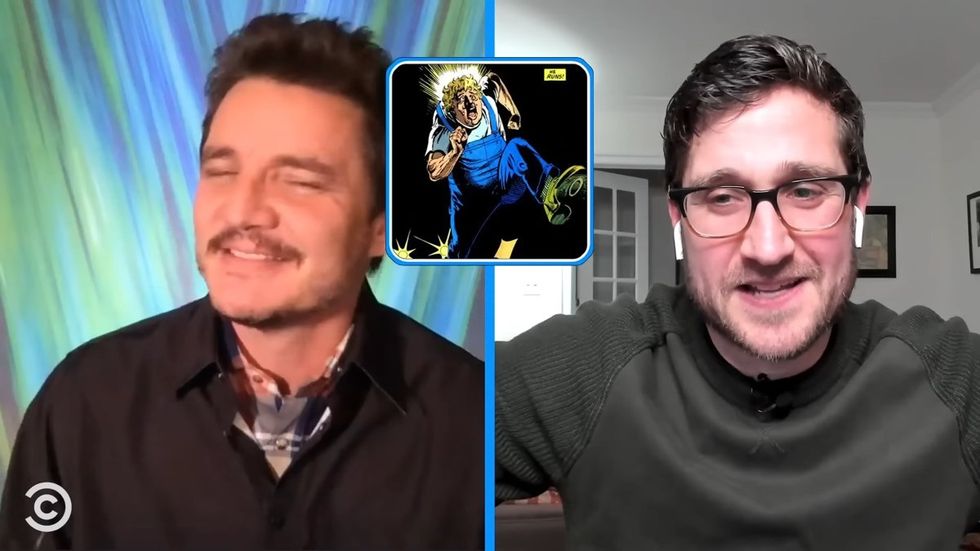 Pedro Pascal being interviewed by Josh Horowitz on YouTube