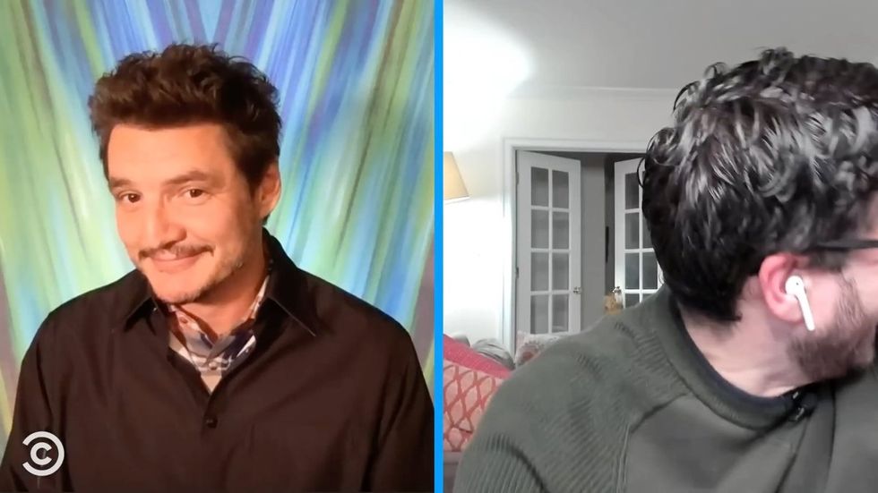 Pedro Pascal being interviewed by Josh Horowitz on YouTube