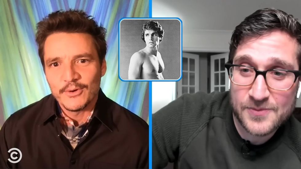 Pedro Pascal being interviewed by Josh Horowitz on YouTube