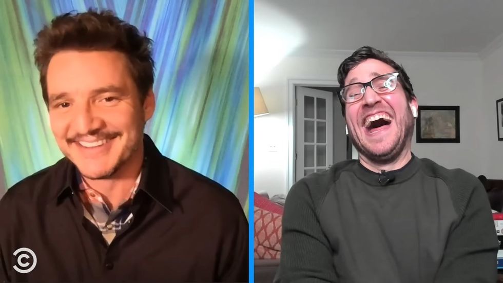 Pedro Pascal being interviewed by Josh Horowitz on YouTube