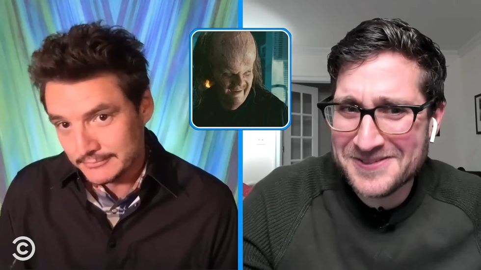 Pedro Pascal being interviewed by Josh Horowitz on YouTube