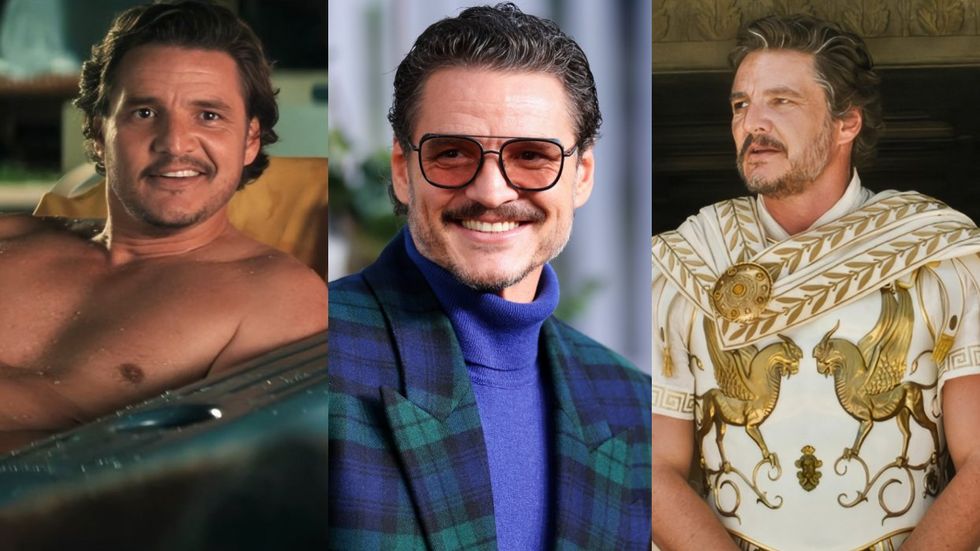 Pedro Pascal in The Unbearable Weight of Massive Talent; at the grand premiere of The Last of Us season 2; in Gladiator II