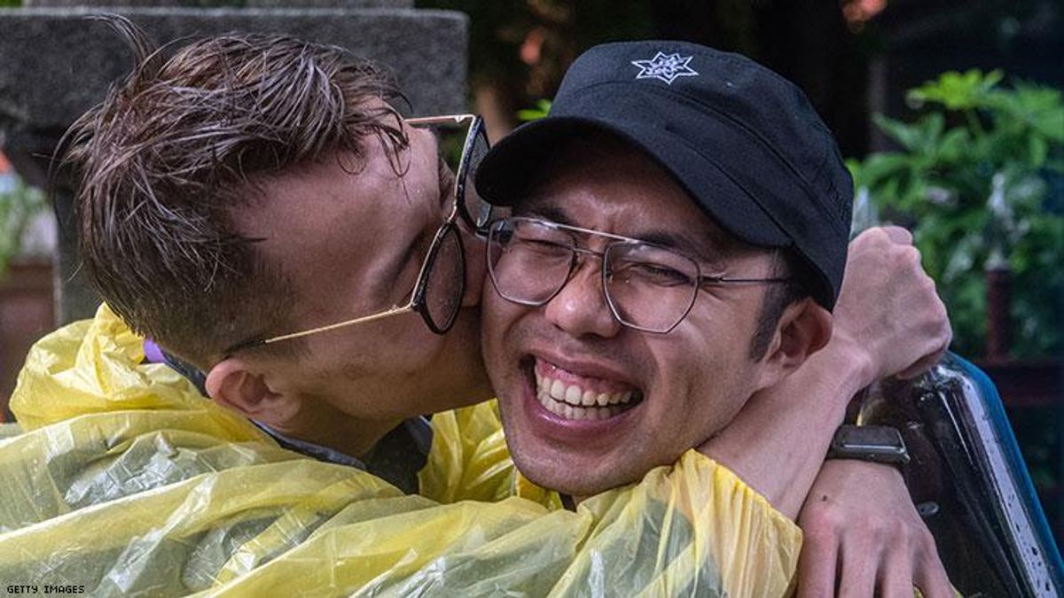 People in Taiwan celebrate same-sex marriage ruling on Friday