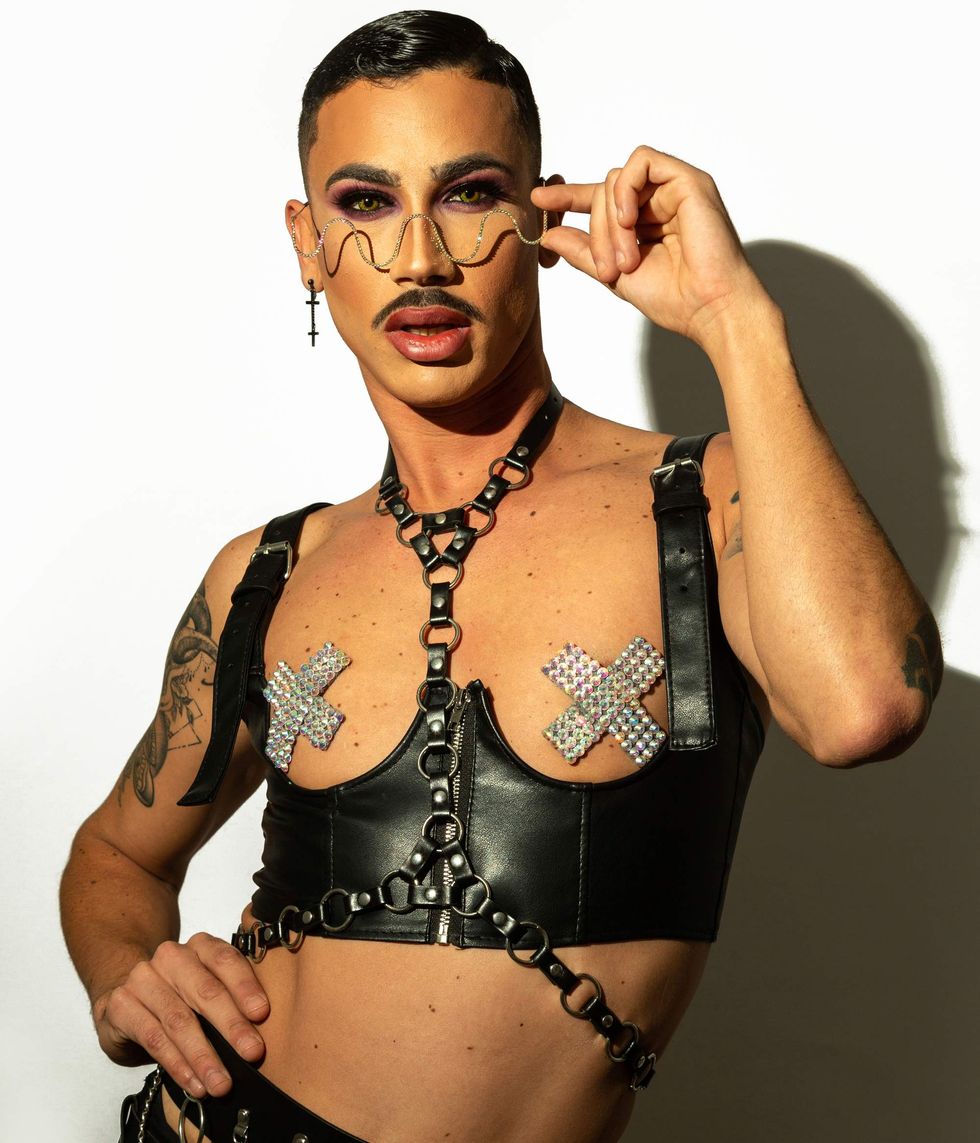 Person in a leather harness