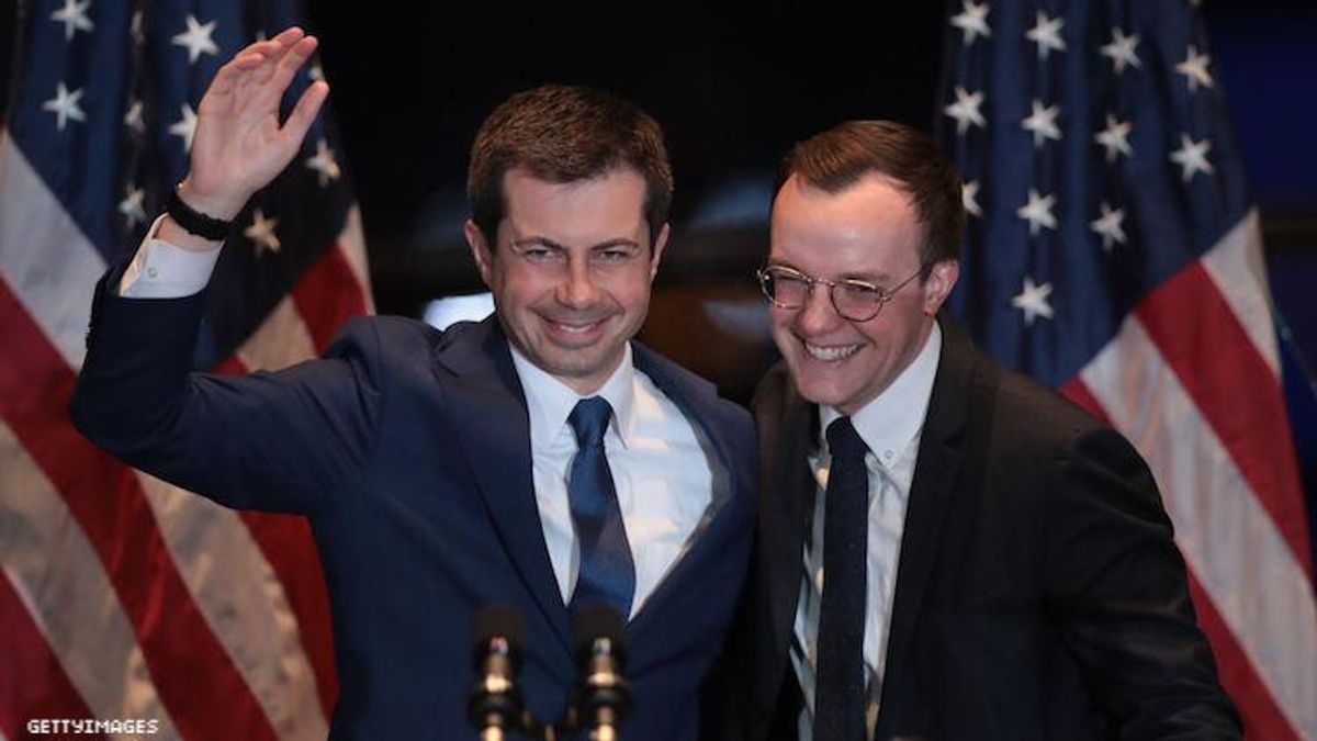 Pete and Chasten Buttigieg giving final speeches for Presidential Candidacy