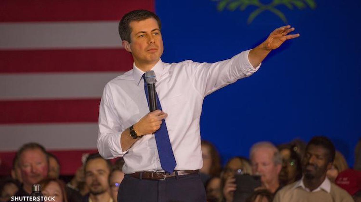 Pete Buttigieg at a rally.