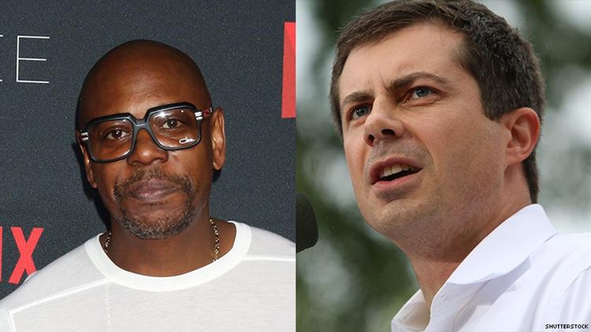 pete buttigieg dave chappelle stick and stones straight up hurting people lgbt lgbtq trans transgender transphobic jokes comedy comedian