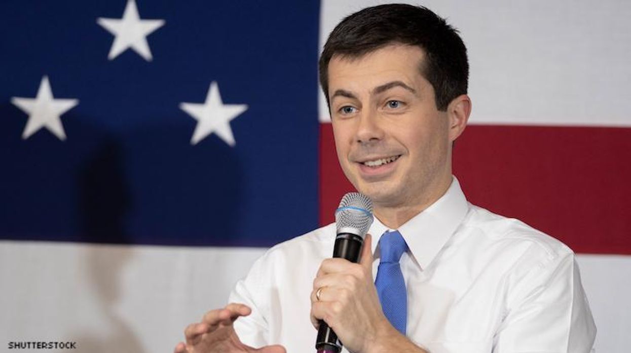 Pete Buttigieg giving a speech.