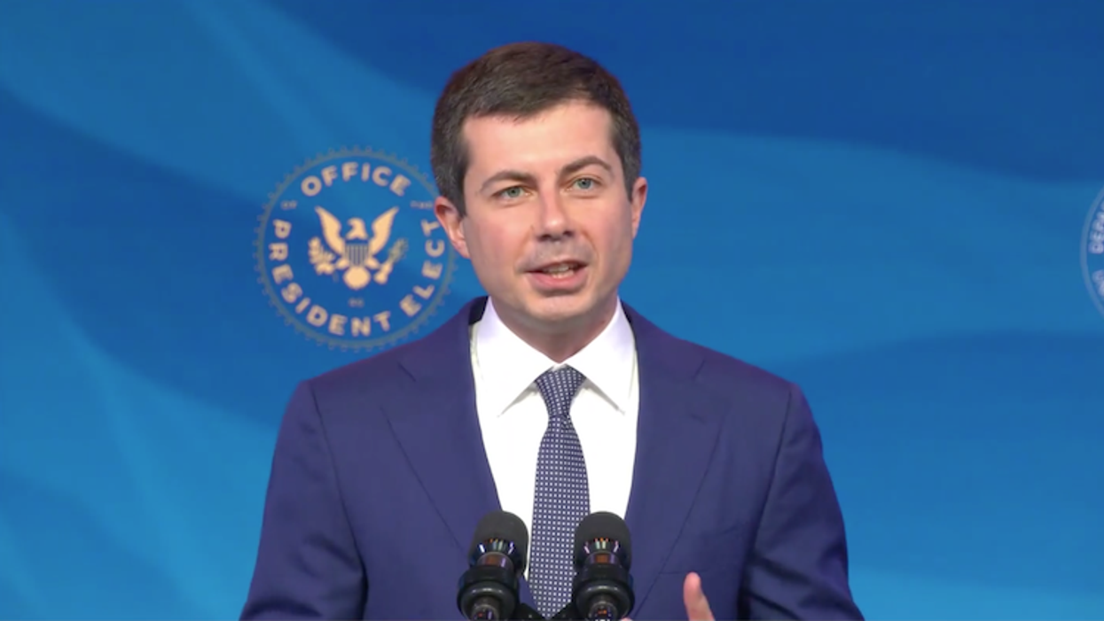 Pete Buttigieg giving cabinet nomination acceptance speech.