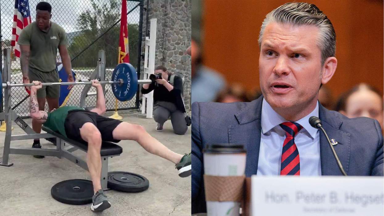 āPete Hegseth working out and testifying before the Senate Appropriations Committee on Capitol Hill.
