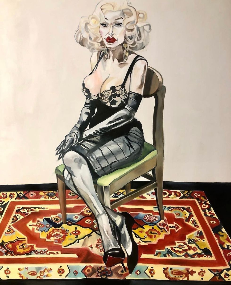 Peter Erik Lopez painting Amanda LePore