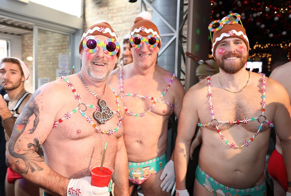 photo gallery gay bar Sidetrack Chicago Santa Speedo Run party 2024