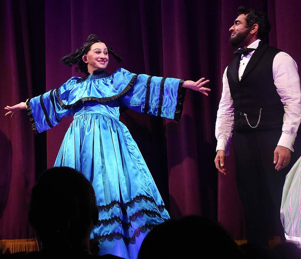 photo gallery of Gay Halloween costumes for 2025 including Mary Todd Lincoln and Abe broadway show oh Mary