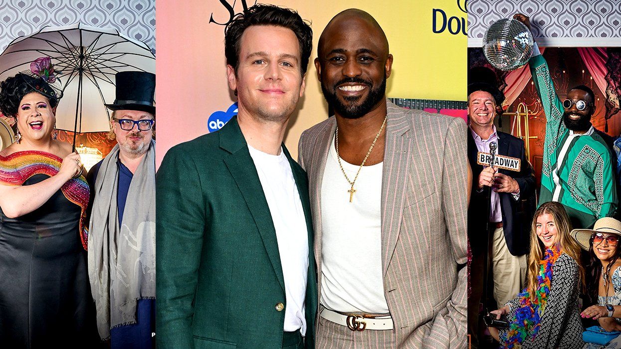 photo gallery OUT mag The Advocate magazine LGBTQ pride Party June 2024 celebrates cover stars Jonathan Groff Wayne Brady red carpet Out Of The Closet broadway photobooth pics