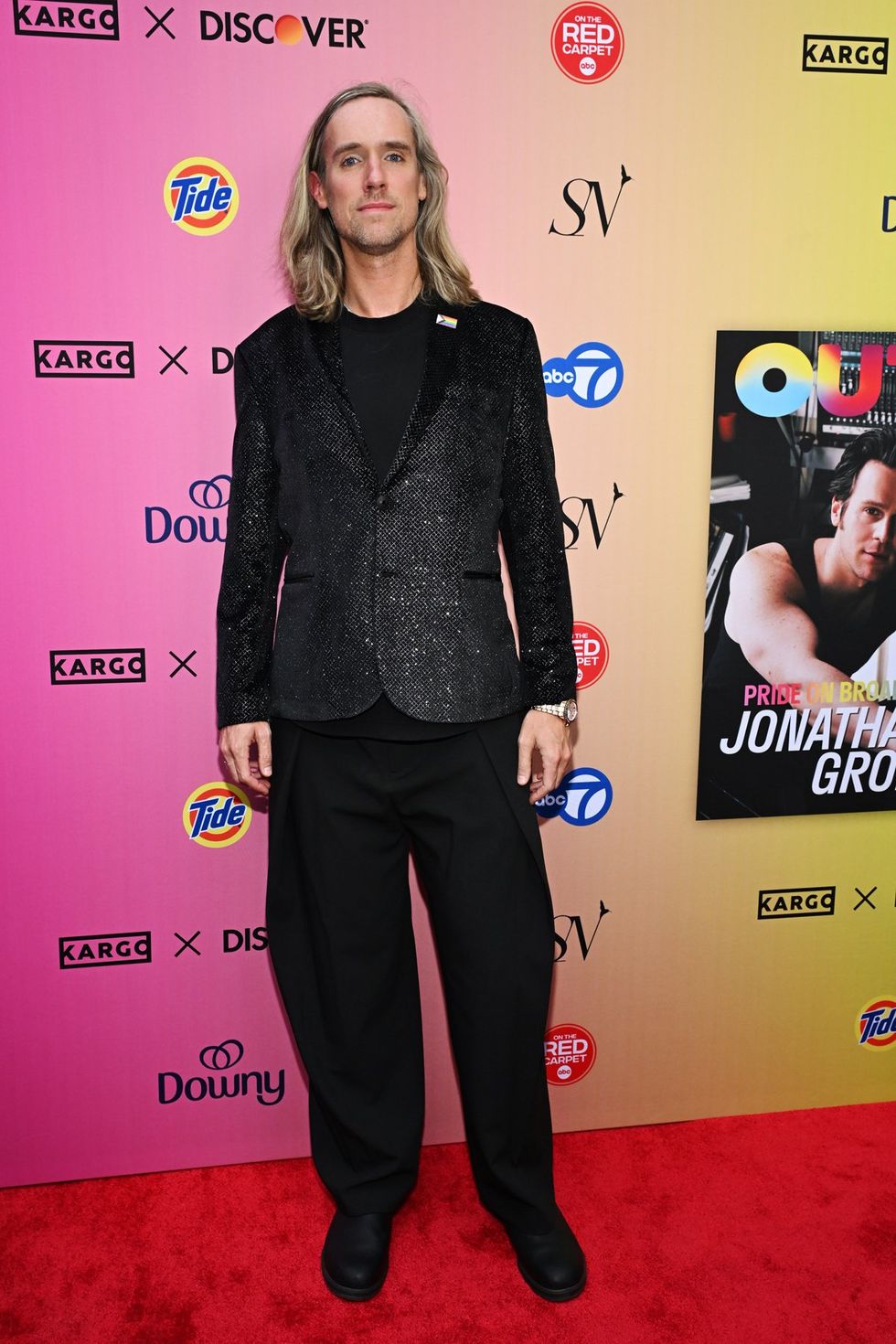 photo gallery OUT mag The Advocate magazine LGBTQ pride Party June 2024 celebrates cover stars Jonathan Groff Wayne Brady red carpet Out Of The Closet broadway photobooth pics