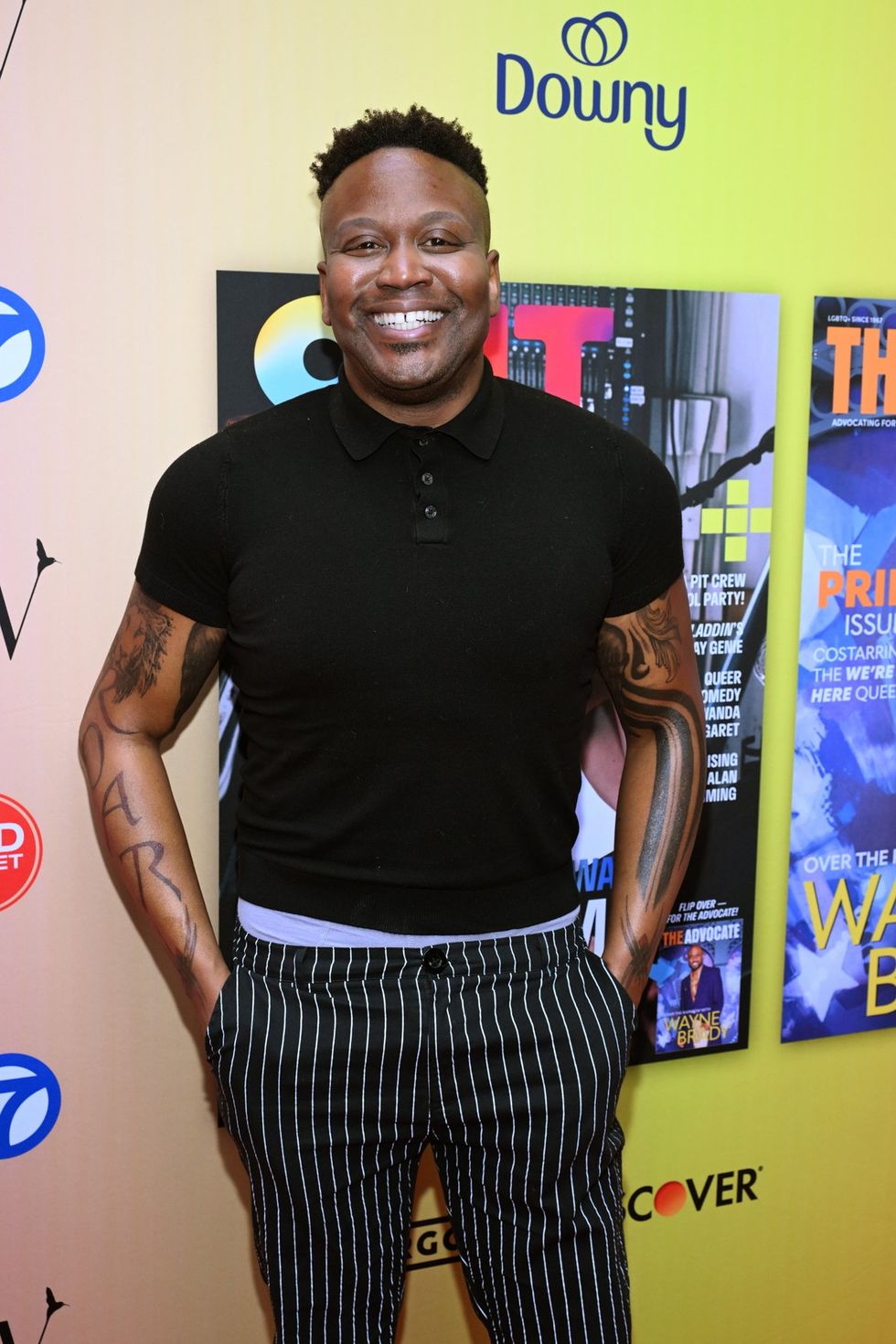 photo gallery OUT mag The Advocate magazine LGBTQ pride Party June 2024 celebrates cover stars Jonathan Groff Wayne Brady red carpet Out Of The Closet broadway photobooth pics