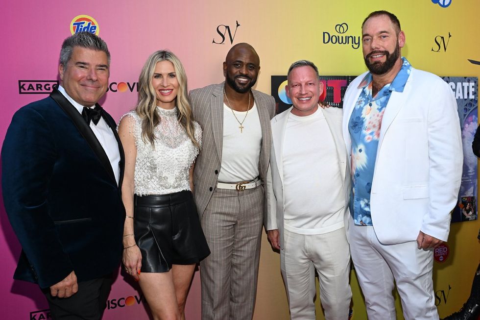photo gallery OUT mag The Advocate magazine LGBTQ pride Party June 2024 celebrates cover stars Jonathan Groff Wayne Brady red carpet Out Of The Closet broadway photobooth pics