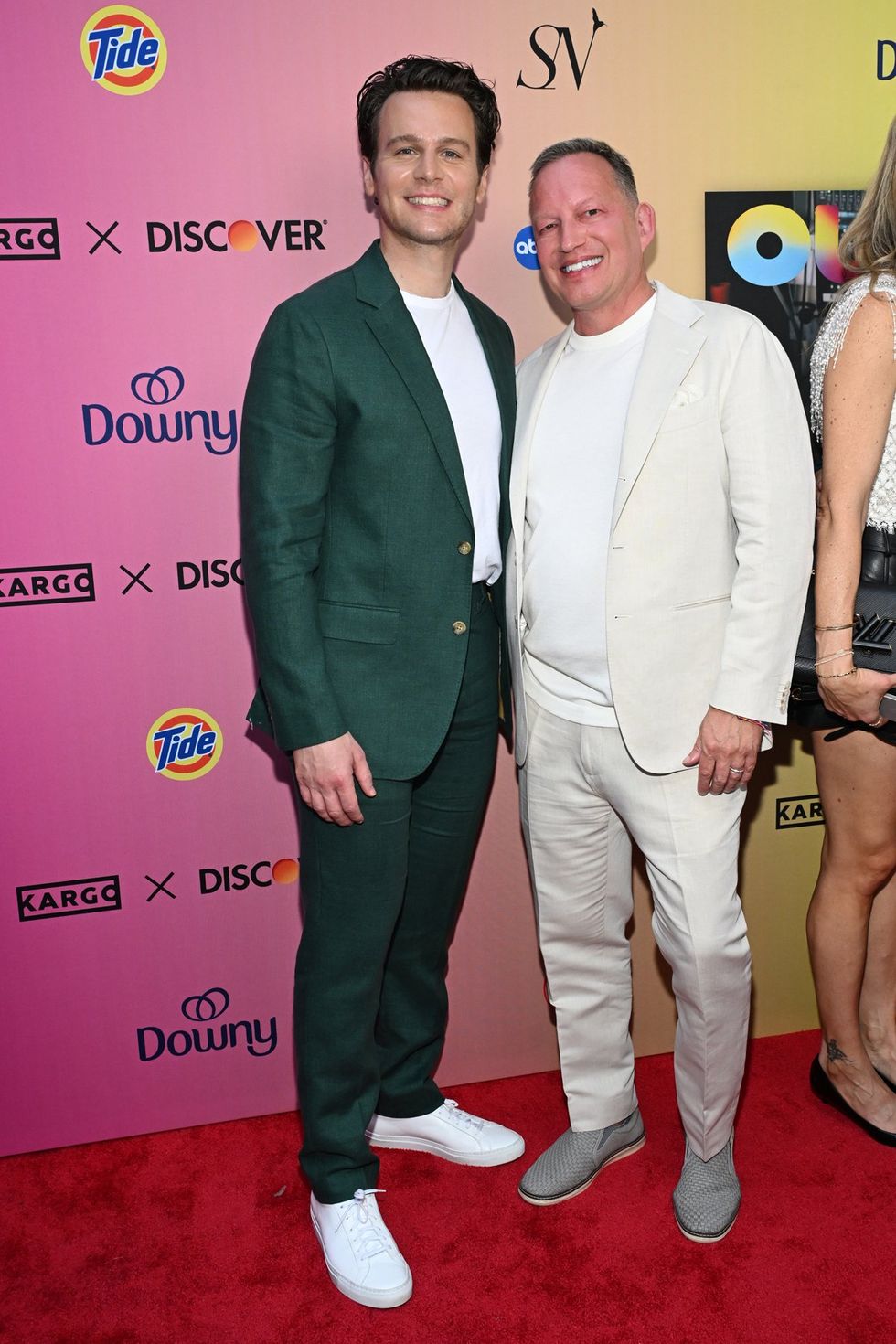 photo gallery OUT mag The Advocate magazine LGBTQ pride Party June 2024 celebrates cover stars Jonathan Groff Wayne Brady red carpet Out Of The Closet broadway photobooth pics