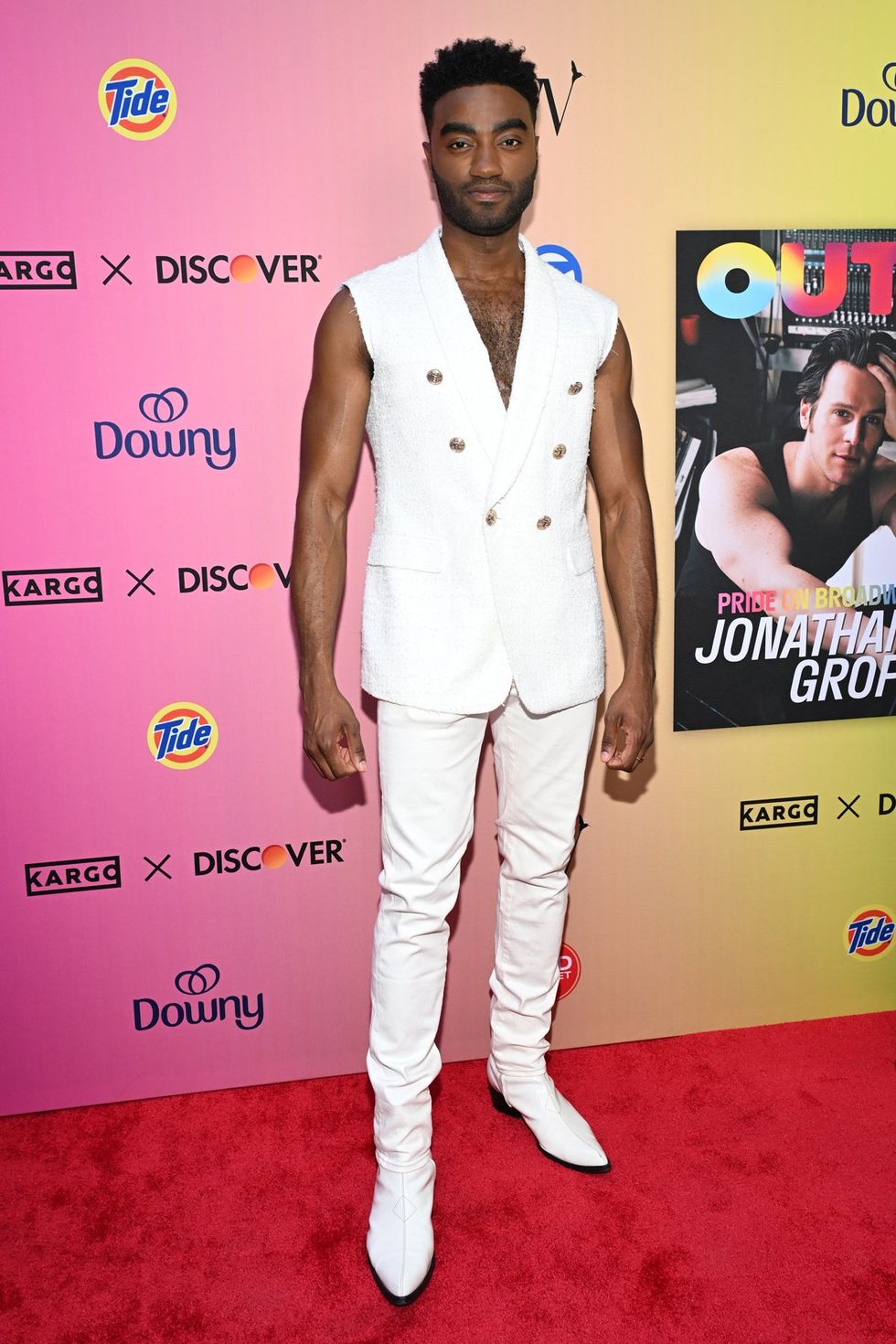 photo gallery OUT mag The Advocate magazine LGBTQ pride Party June 2024 celebrates cover stars Jonathan Groff Wayne Brady red carpet Out Of The Closet broadway photobooth pics