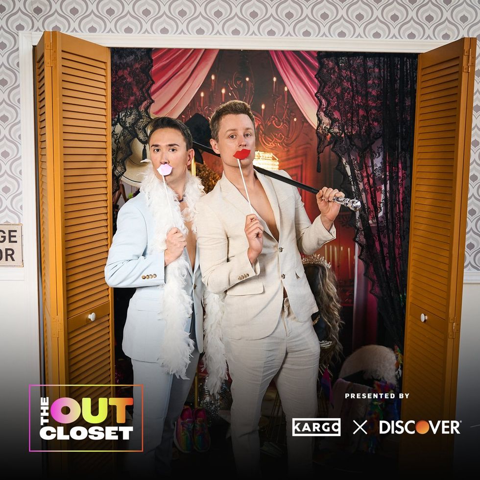 photo gallery OUT mag The Advocate magazine LGBTQ pride Party June 2024 celebrates cover stars Jonathan Groff Wayne Brady red carpet Out Of The Closet broadway photobooth pics