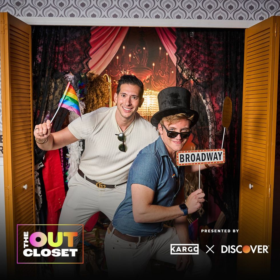photo gallery OUT mag The Advocate magazine LGBTQ pride Party June 2024 celebrates cover stars Jonathan Groff Wayne Brady red carpet Out Of The Closet broadway photobooth pics