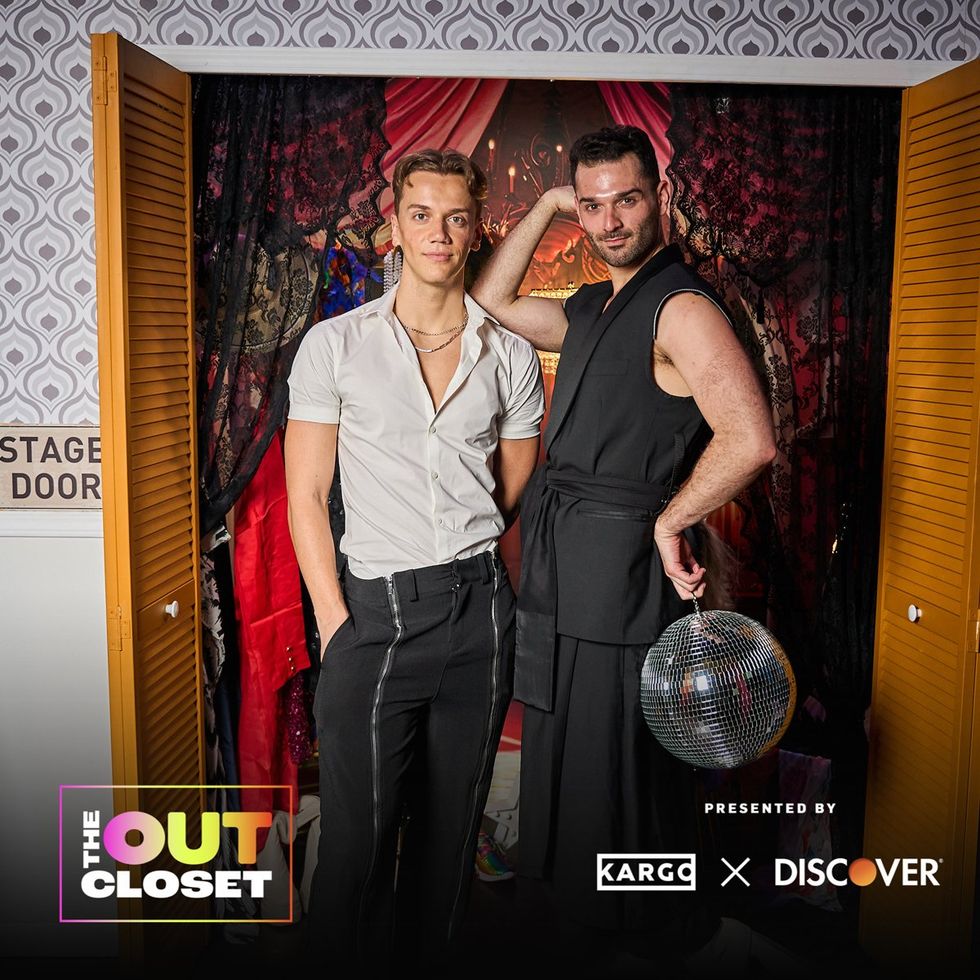 photo gallery OUT mag The Advocate magazine LGBTQ pride Party June 2024 celebrates cover stars Jonathan Groff Wayne Brady red carpet Out Of The Closet broadway photobooth pics