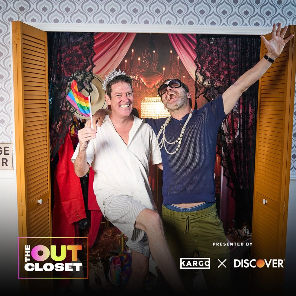 photo gallery OUT mag The Advocate magazine LGBTQ pride Party June 2024 celebrates cover stars Jonathan Groff Wayne Brady red carpet Out Of The Closet broadway photobooth pics