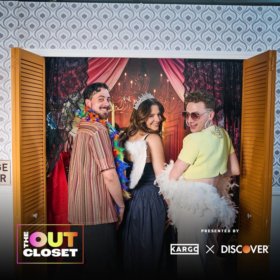 photo gallery OUT mag The Advocate magazine LGBTQ pride Party June 2024 celebrates cover stars Jonathan Groff Wayne Brady red carpet Out Of The Closet broadway photobooth pics