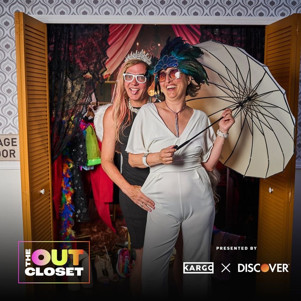 photo gallery OUT mag The Advocate magazine LGBTQ pride Party June 2024 celebrates cover stars Jonathan Groff Wayne Brady red carpet Out Of The Closet broadway photobooth pics