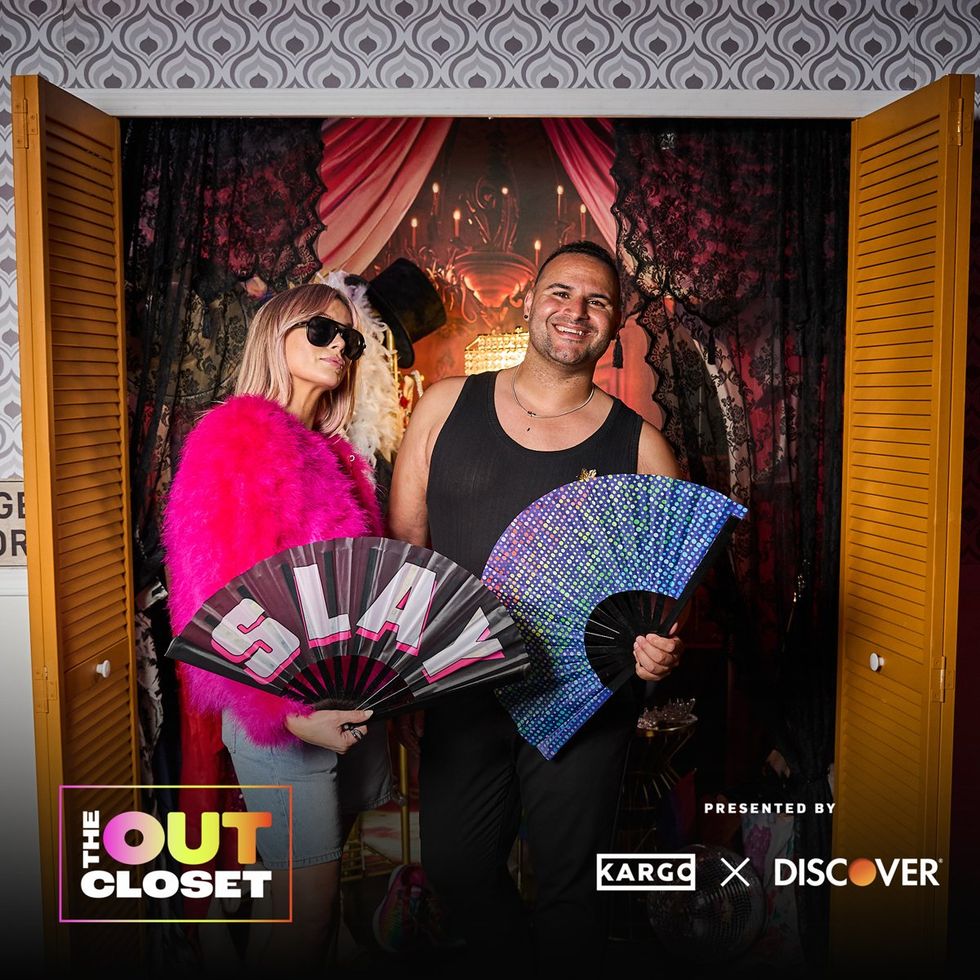 photo gallery OUT mag The Advocate magazine LGBTQ pride Party June 2024 celebrates cover stars Jonathan Groff Wayne Brady red carpet Out Of The Closet broadway photobooth pics