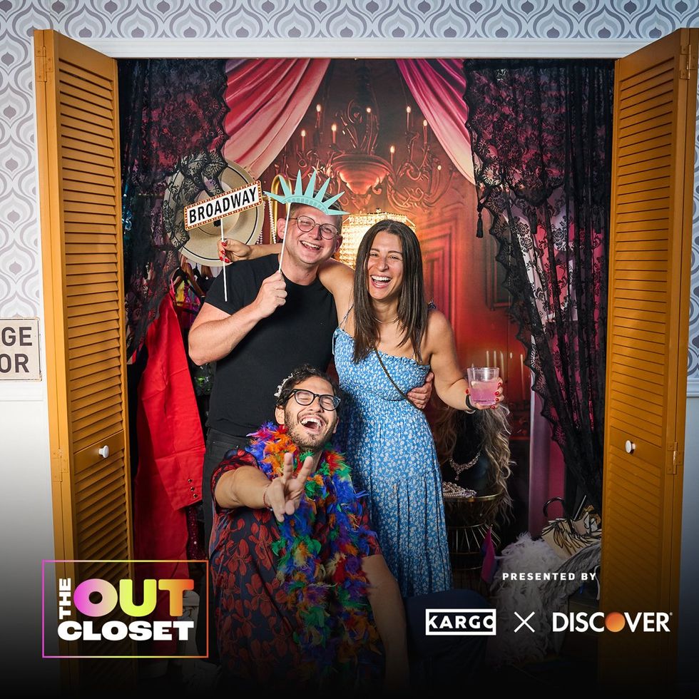 photo gallery OUT mag The Advocate magazine LGBTQ pride Party June 2024 celebrates cover stars Jonathan Groff Wayne Brady red carpet Out Of The Closet broadway photobooth pics