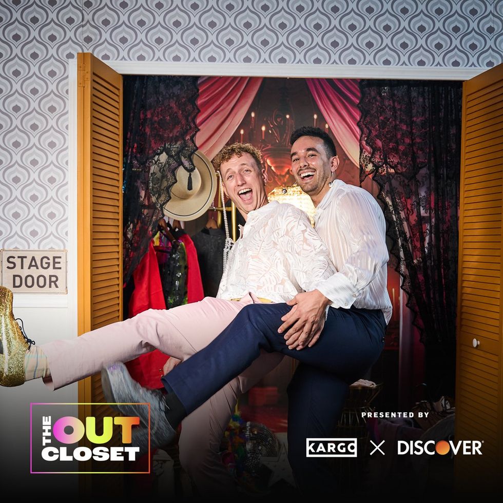 photo gallery OUT mag The Advocate magazine LGBTQ pride Party June 2024 celebrates cover stars Jonathan Groff Wayne Brady red carpet Out Of The Closet broadway photobooth pics