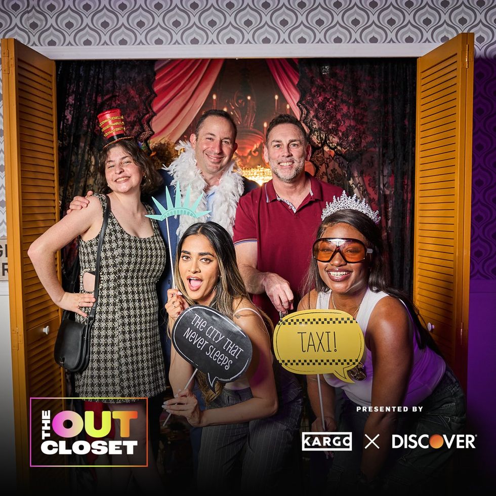 photo gallery OUT mag The Advocate magazine LGBTQ pride Party June 2024 celebrates cover stars Jonathan Groff Wayne Brady red carpet Out Of The Closet broadway photobooth pics