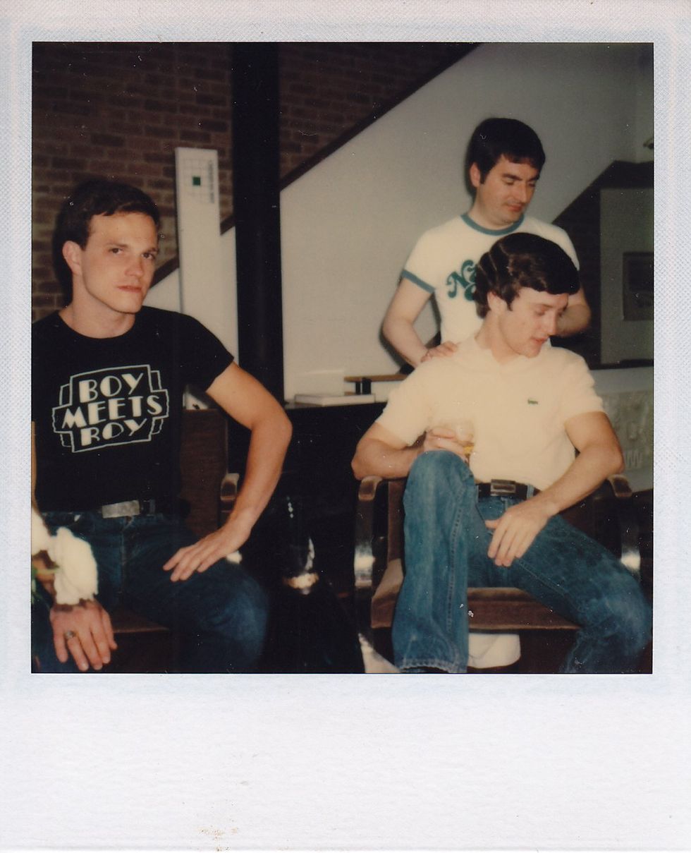 photo gallery Polaroids spanning from 1964 to 1991 documenting Houston male throuple John Jay Hollenburger Arthur Slaughter Gary Grether aka JAG and their social circle