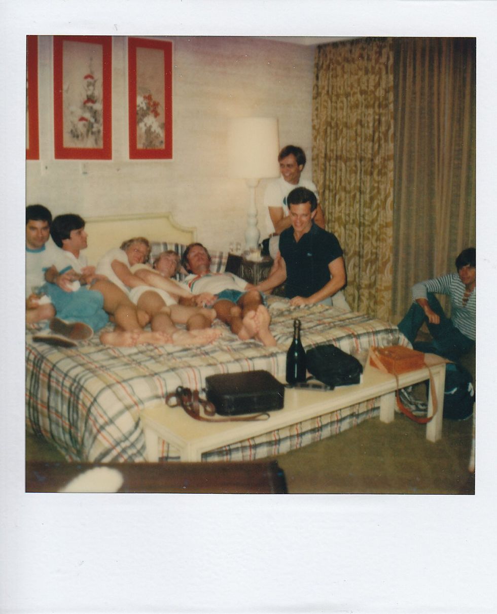 photo gallery Polaroids spanning from 1964 to 1991 documenting Houston male throuple John Jay Hollenburger Arthur Slaughter Gary Grether aka JAG and their social circle