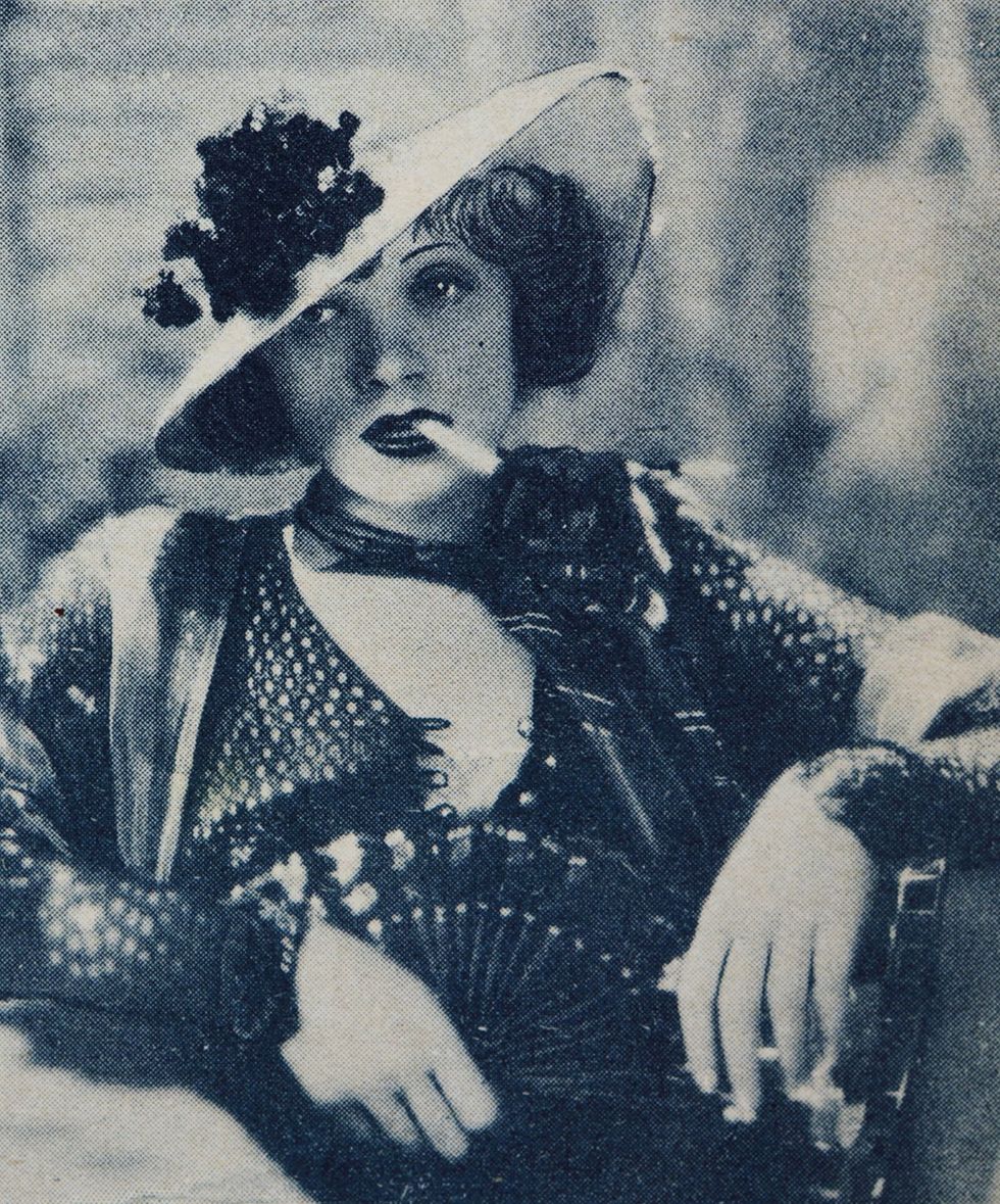 photo reproduction of Marlene Dietrich in movie Blonde Venus circa 1932