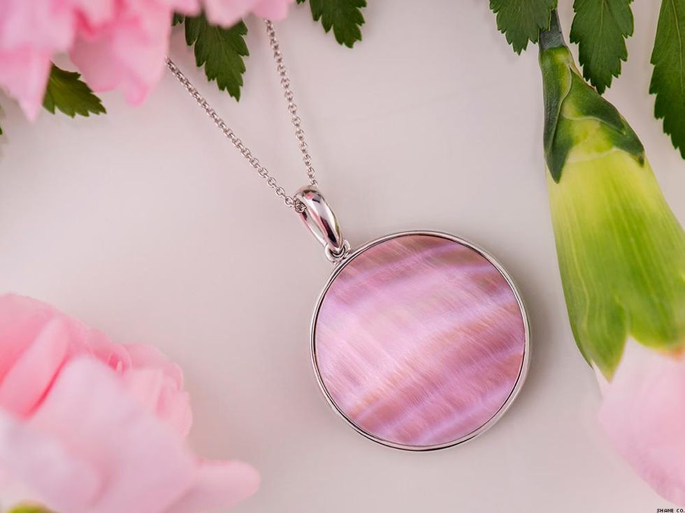 Pink Mother of Pearl Circle Pendant