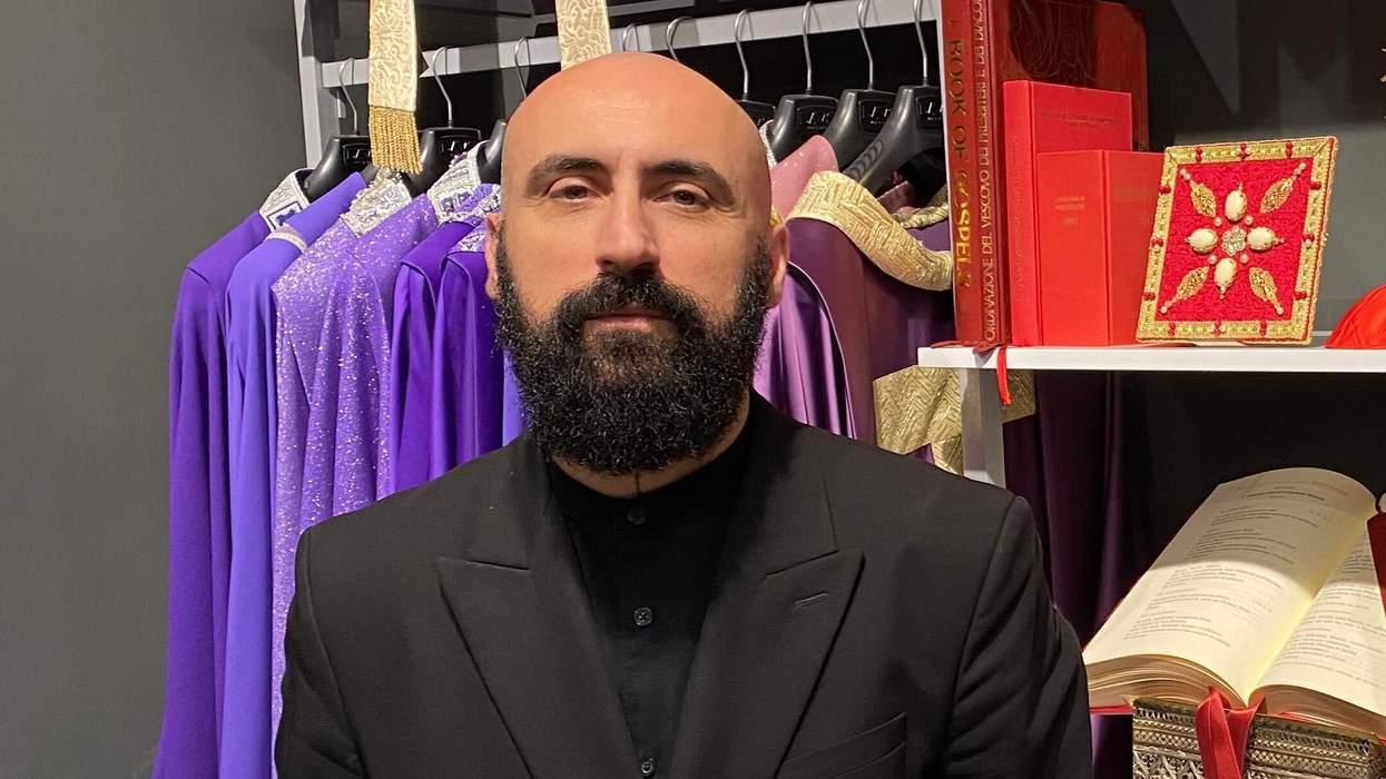 Pope tailor Filippo Sorcinelli stands in his store in Rome.