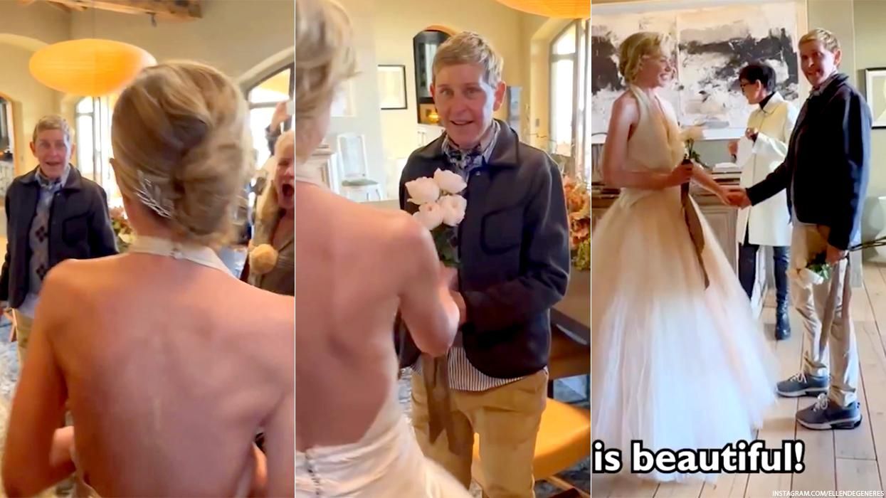 Portia de Rossi and Ellen DeGeneres renewing their vows