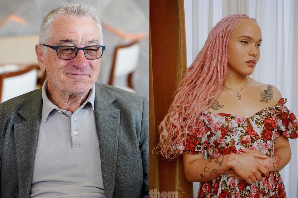 portrait of famous American actor Robert De Niro alongside his transgender daughter Airyn
