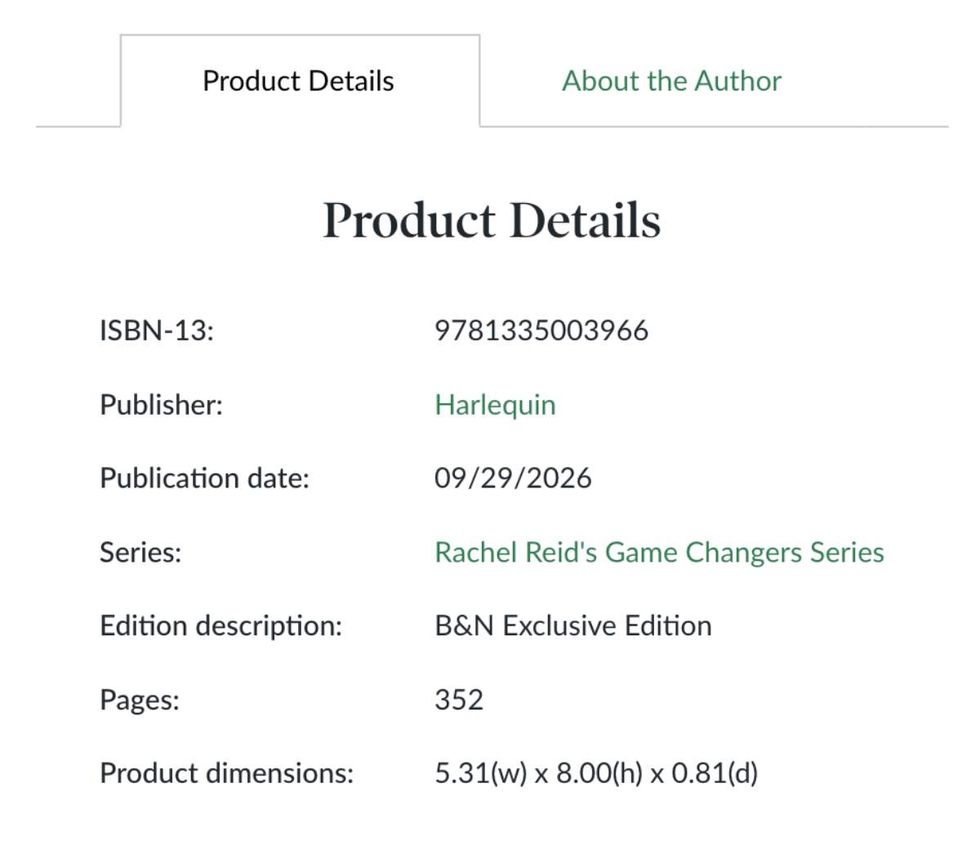 Product details for Unrivaled, Game Changers No. 7, by Rachel Reid, as seen on the Barnes & Noble website