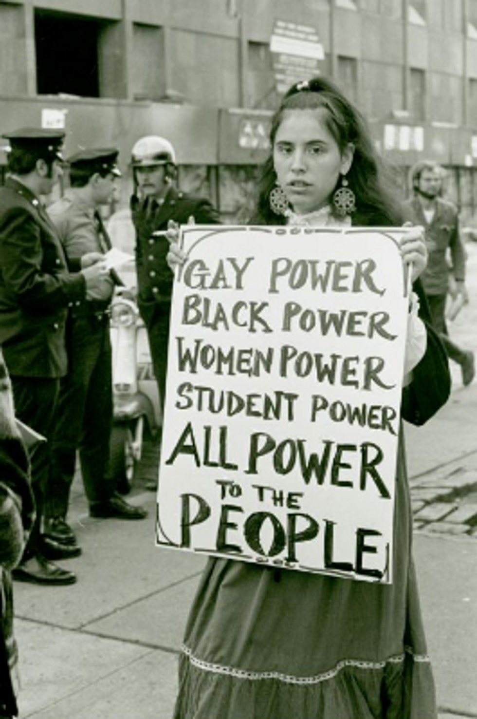 Protestor at NYU's Weinstein Hall, Kay Tobin, Diana Davies, 1970. Courtesy of New York Public Library Archives.
