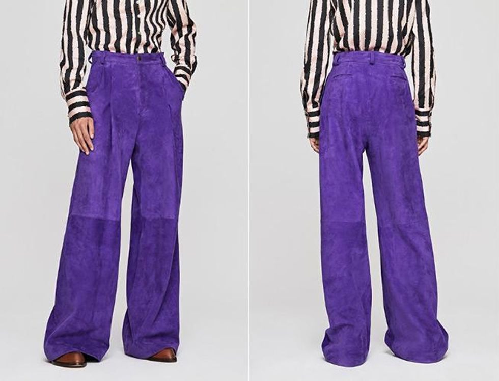 Purple Suede Palazzo Trousers around $1700