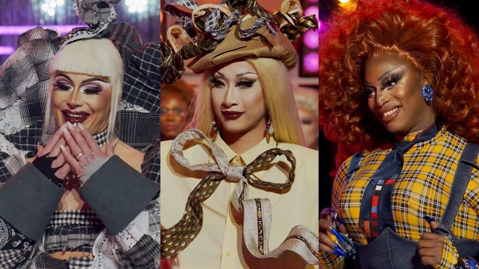 Q; Nymphia Wind; Sapphira Crist\u00e1l on RuPaul's Drag Race season 16 episode 3