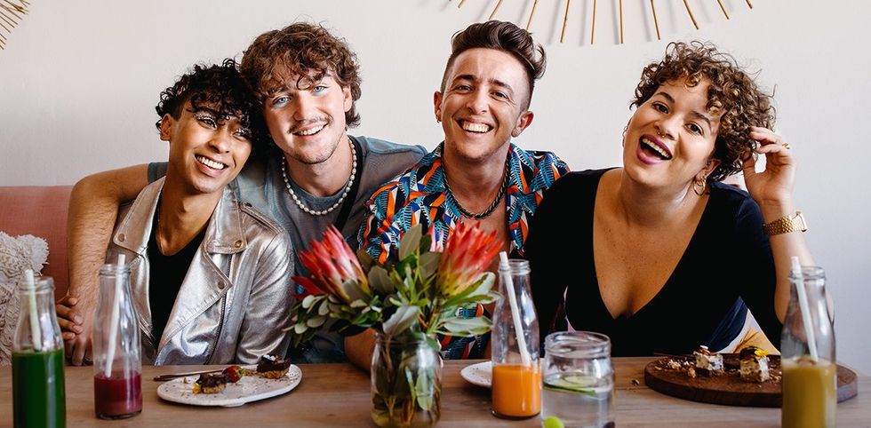 queer friends having brunch on national coming out day