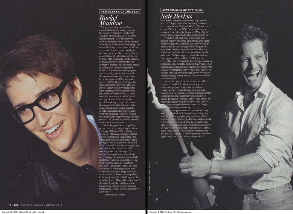 Rachel Maddow and Nate Berkus for Out100